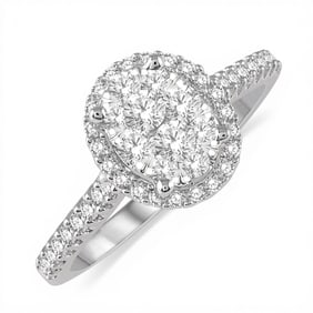 0.51 ctw Diamond Cluster Oval Halo 14K White & Yellow Gold Ring