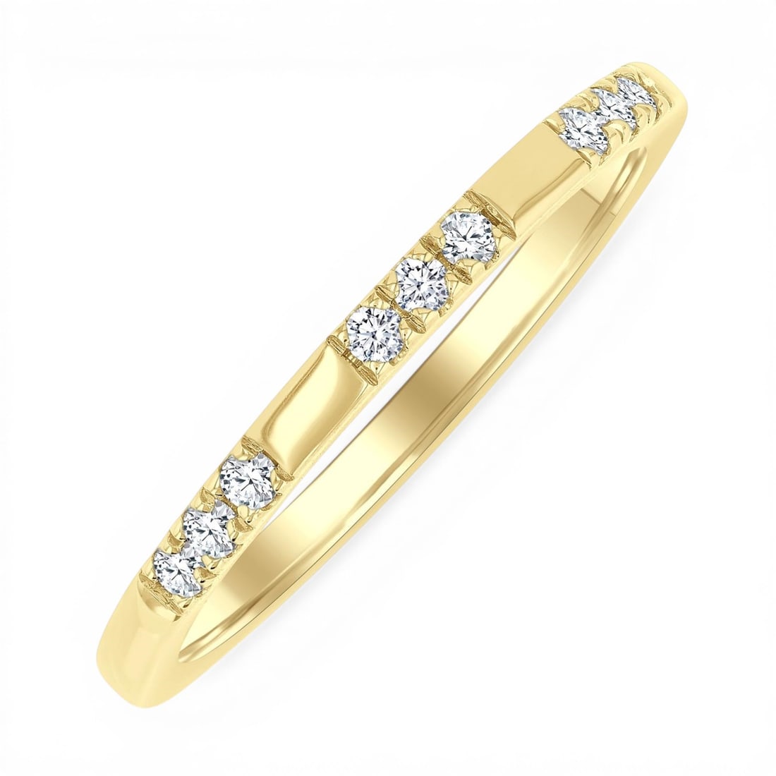 0.13 ctw White Diamond 14K Yellow Gold Ring: Exuding opulence and grace, this elegant Sectioned Round Cut ring featuring White Diamond is crafted for the distinguished. Showcasing the gems in a Segmented Band arrangement, the ring consists of 2.