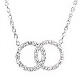 0.10 ctw Diamond Interlocked Circle Petite 10K White Gold Pendant