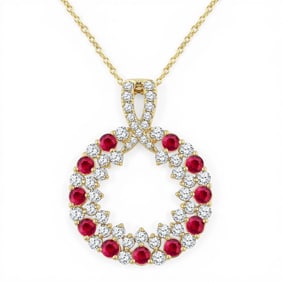 2.3mm Ruby and 0.70 ctw Diamond 14K Yellow Gold Pendant