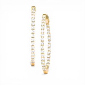 Classic Duchess 3.01 ctw Diamond 18K Yellow Gold Hoop Earrings