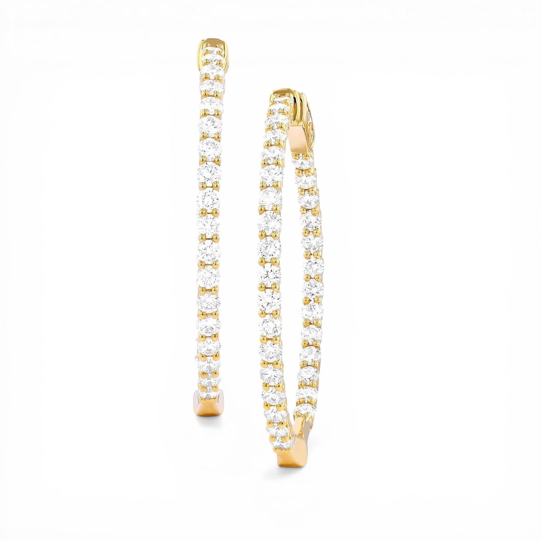 Classic Duchess 3.01 ctw Diamond 18K Yellow Gold Hoop Earrings: Retail Value: $17,310 A testament to superior craftsmanship, this stunning Classic Diamond Hoop pair of earrings featuring White Diamond is unparalleled. Securely held in a classic Hoop design, the ea