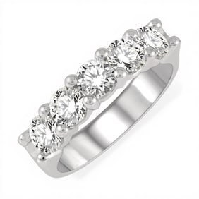 1.55 ctw 5-Stone Diamond Wedding Band 14K White Gold