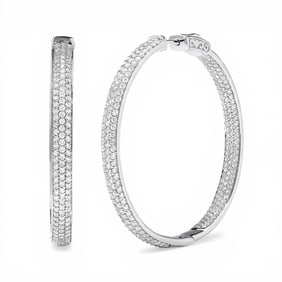 Duchess 4.03 ctw Diamond 18k White Gold Hoop Earrings
