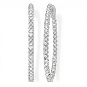 1.52 ctw Inside-Out Diamond Hoop 14K White Gold Earrings