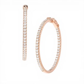 Duchess Classic 1.98 ctw Diamond 18K Rose Gold Hoop Earrings