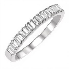 0.37 ctw Baguette Diamond Stackable Fashion 14K White Gold Band Ring