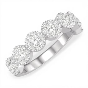 1.02 ctw Diamond Cluster Jointed 14K White Gold Band Ring
