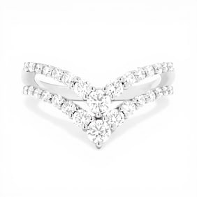 0.99 ctw Round Diamond Chevron 18k White Gold Band Ring