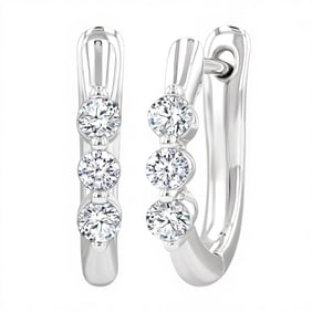 0.34 ctw Diamond 14K White Gold Hoop Earrings