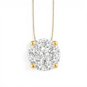 0.51 ctw White Diamond Cluster 14K Yellow & White Gold Pendant