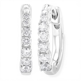 0.25 ctw Round Cut Diamond Graduated Huggie 10K White Gold Earrings