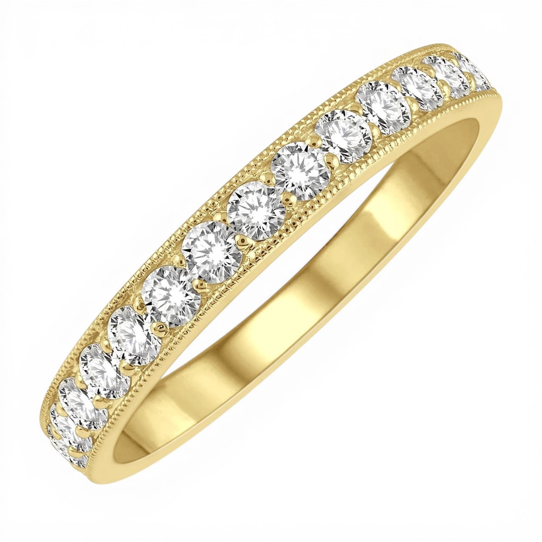 0.50 ctw Diamond 14K Yellow Gold Band Ring: Timeless and sophisticated, this exquisite Pave Set Band ring featuring Natural Diamonds radiates enduring beauty. Securely held in a classic Half-Eternity Band design, the ring is forged from 2.45 gr