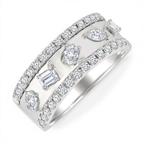 0.95 ctw Mixed Shape Diamond Fashion Band 14K White Gold Ring