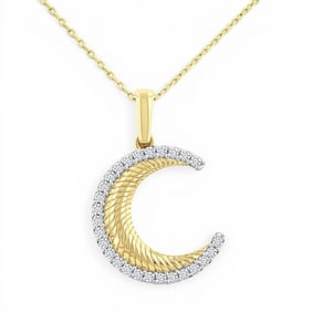 0.20 ctw Diamond Crescent Moon 10K Yellow Gold Pendant