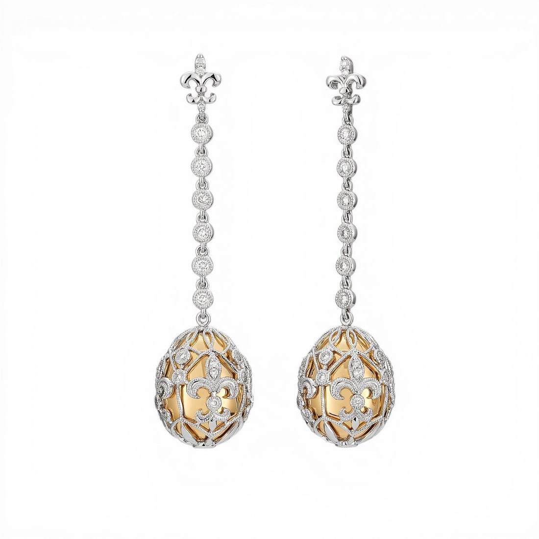 0.61 ctw White Diamond Cage Drop 18k Gold Earrings: Retail Value: $11,250 A vision of luxury, this exquisite Cage Drop pair of earrings featuring White Diamond defines sophistication. A detailed Drop gallery secures the stones, rendered in 12.15 grams 