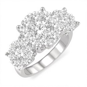 3.04 ctw Cluster Diamond 14K White Gold Ring