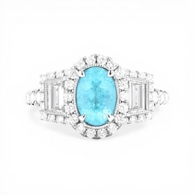 Oval Aquamarine and 1.07 ctw Diamond 18K White Gold Ring