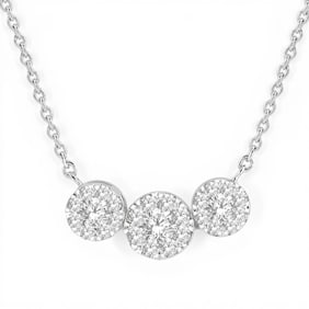 0.35 ctw White Diamond Three-Stone Cluster 14K White Gold Pendant Necklace