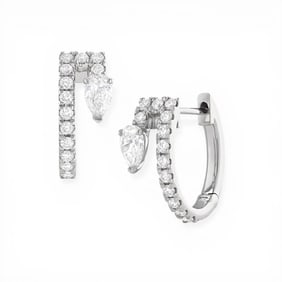 0.80 ctw White Diamond 18k White Gold Paradox Hoop Earrings
