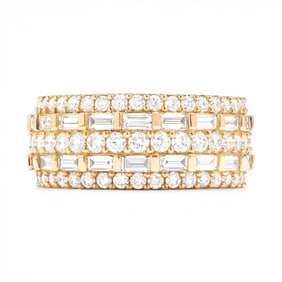 2.22 ctw Diamond 5-Row Band Ring 18k Yellow Gold