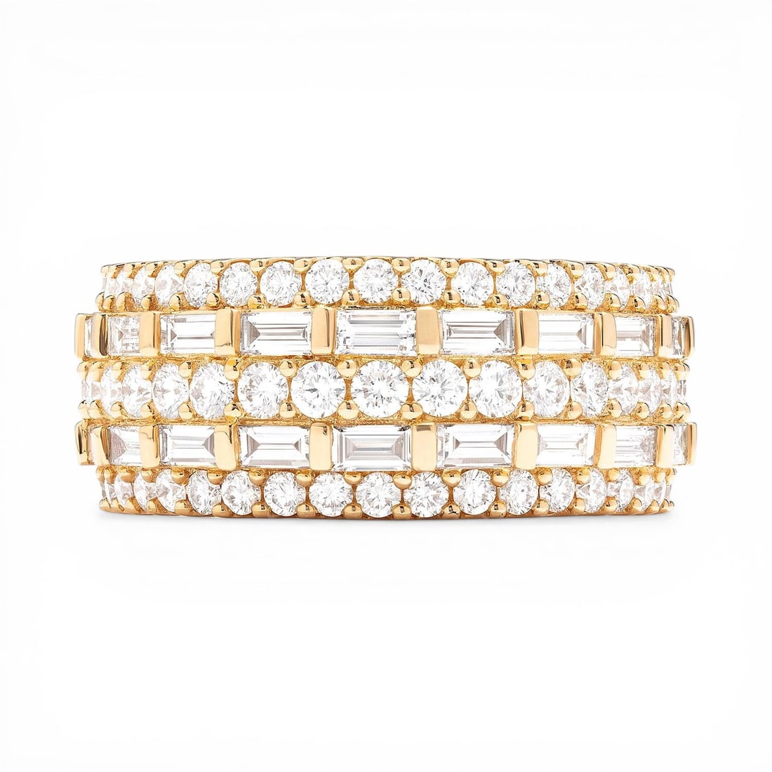 2.22 ctw Diamond 5-Row Band Ring 18k Yellow Gold (1 of 3)