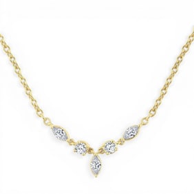 0.33 ctw Marquise & Round Cut Diamond 14K Yellow Gold Necklace