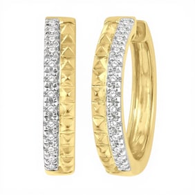 0.10 ctw Pyramid Diamond Huggie Earrings in 10K Yellow Gold