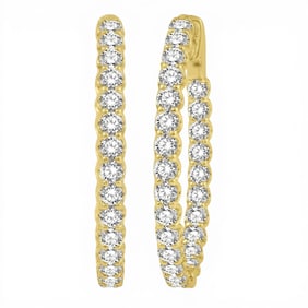 4.00 ctw Round Cut Diamond Inside-Out 14K Yellow Gold Hoop Earrings