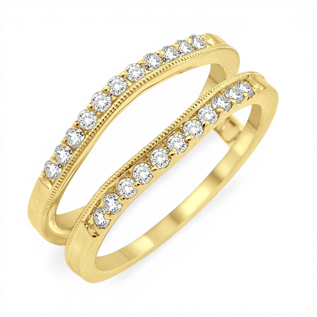 0.32 ctw Round Diamond Insert Ring 14K Yellow Gold: Defining modern elegance, this stunning Channel Set ring featuring White Diamond captures the essence of style. The gemstones are nestled within a Ring Guard framework, supported by a substantial 4.4 