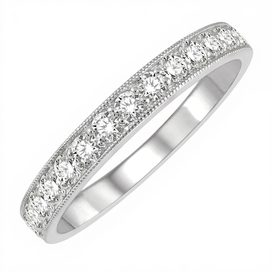 0.50 ctw Diamond Pave Milgrain Wedding Band Ring 14K White Gold Size 6.5: A symphony of light and color, this magnificent Milgrain ring featuring White Diamond embodies the pinnacle of luxury. Securely held in a classic Pave Band design, the ring is forged from 2.45 grams o
