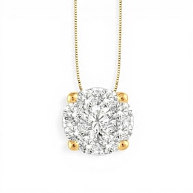0.35 ctw Cluster White Diamond 14K Yellow & White Gold Pendant