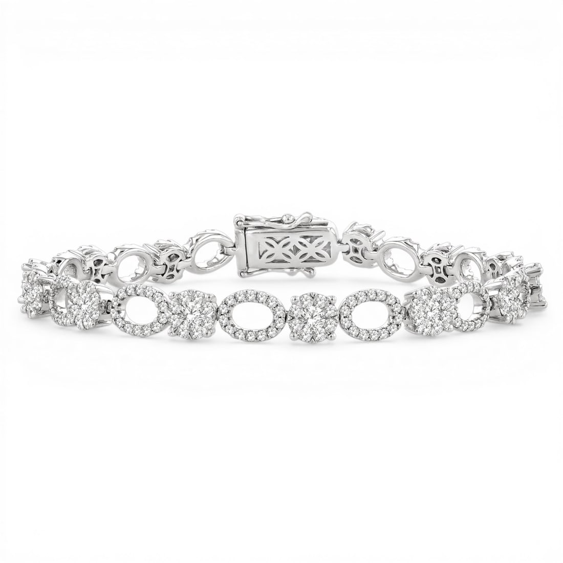 3.3 ctw White Diamond Cluster 14K White Gold Bracelet (1 of 3)