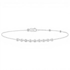 0.19 ctw Petite Bezel White Diamond 10K White Gold Link Bracelet