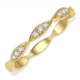 0.08 ctw White Diamond Stackable Lattice 14K Yellow Gold Band Ring