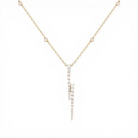 1.0 ctw Graduating Diamond 18K Yellow Gold Pendant Necklace