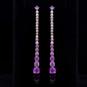 2.1 ctw Amethyst and Pink Sapphire Platinum Earrings