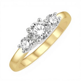 0.75 ctw Round Cut Diamond Three-Stone 14K Yellow & White Gold Ring