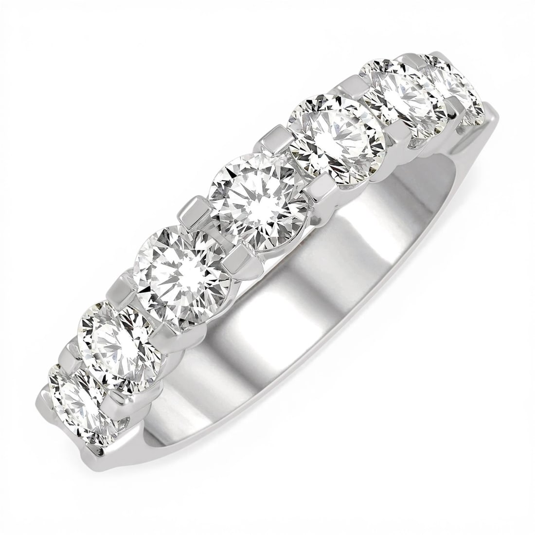 1.47 ctw Diamond 7-Stone 14K White Gold Band Ring (1 of 3)