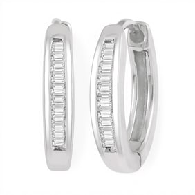 0.10 ctw White Diamond 10K White Gold Huggie Earrings