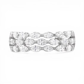 1.50 ctw Marquise Diamond Duchess 3-Row 18k White Gold Band Ring