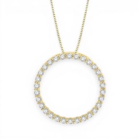 1.01 ctw Diamond Circle of Love Pendant Necklace 14K Yellow Gold
