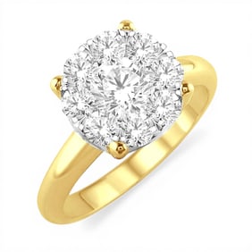1.50 ctw Cluster White Diamond 14K Yellow and White Gold Ring
