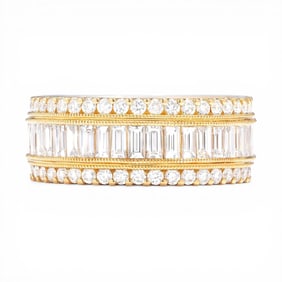 2.14 ctw Baguette and Round Diamond 18k Yellow Gold Band Ring