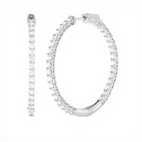 1.42 ctw Diamond 18K White Gold Hoop Earrings