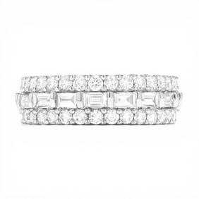 1.67 ctw Baguette Diamond 18k White Gold Band Ring