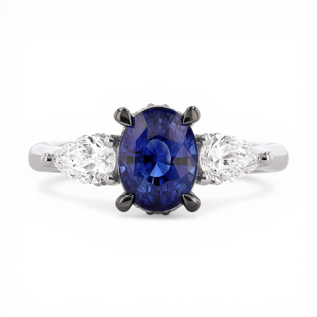 Blue Sapphire and 0.71 ctw Diamond Platinum Three-Stone Ring (1 of 3)