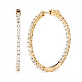 1.42 ctw Diamond Hoop Earrings 18k Yellow Gold