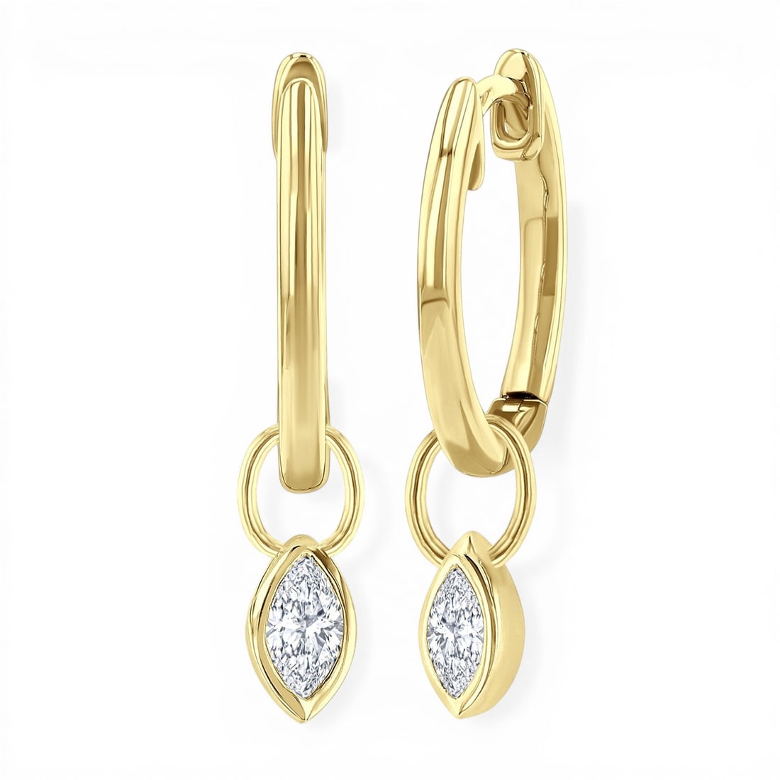 0.30 ctw Diamond 14K Yellow Gold Huggie Earrings: An exquisite masterpiece of haute joaillerie, this elegant Bezel Set pair of earrings featuring White Diamond is a true treasure. Crafted with precision, the Bezel setting is seamlessly integrated int