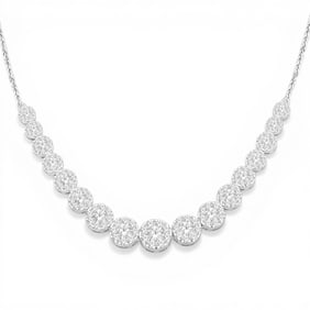 3.07 ctw White Diamond Cluster 14K White Gold Necklace